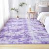 imageAndency Cream Soft Area Rugs for Living Room Bedroom 4x6 Fluffy Shaggy Bedside Rug NonSlip Large Shag Fuzzy Plush Carpets for Bedroom Kids Dorm Nursery Home Decor AestheticTiedyed Purple