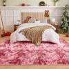 imageAndency Cream Soft Area Rugs for Living Room Bedroom 4x6 Fluffy Shaggy Bedside Rug NonSlip Large Shag Fuzzy Plush Carpets for Bedroom Kids Dorm Nursery Home Decor AestheticTiedyed Dark Red