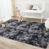 imageAndency Cream Soft Area Rugs for Living Room Bedroom 4x6 Fluffy Shaggy Bedside Rug NonSlip Large Shag Fuzzy Plush Carpets for Bedroom Kids Dorm Nursery Home Decor AestheticTiedyed Dark Grey