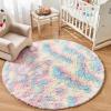imageAndency Cream Soft Area Rugs for Living Room Bedroom 4x6 Fluffy Shaggy Bedside Rug NonSlip Large Shag Fuzzy Plush Carpets for Bedroom Kids Dorm Nursery Home Decor AestheticRainbow