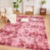 imageAndency Cream Soft Area Rugs for Living Room Bedroom 4x6 Fluffy Shaggy Bedside Rug NonSlip Large Shag Fuzzy Plush Carpets for Bedroom Kids Dorm Nursery Home Decor AestheticTiedyed Dark Red