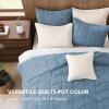 imageAndency Luxurious Velvet Quilts Oversized King 3Piece Herringbone Matelasse Bedspread Quilt Set Lightweight All Season Soft Coverlet Set with 2 Shams Blue LinenBlue Linen