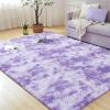 imageAndency Cream Soft Area Rugs for Living Room Bedroom 4x6 Fluffy Shaggy Bedside Rug NonSlip Large Shag Fuzzy Plush Carpets for Bedroom Kids Dorm Nursery Home Decor AestheticTiedyed Purple