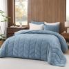 imageAndency Luxurious Velvet Quilts Oversized King 3Piece Herringbone Matelasse Bedspread Quilt Set Lightweight All Season Soft Coverlet Set with 2 Shams Blue LinenBlue Linen