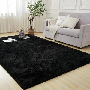 imageAndency Cream Soft Area Rugs for Living Room Bedroom 4x6 Fluffy Shaggy Bedside Rug NonSlip Large Shag Fuzzy Plush Carpets for Bedroom Kids Dorm Nursery Home Decor AestheticBlack