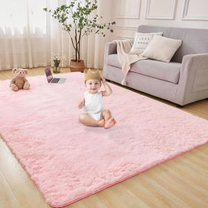 imageAndency Cream Soft Area Rugs for Living Room Bedroom 4x6 Fluffy Shaggy Bedside Rug NonSlip Large Shag Fuzzy Plush Carpets for Bedroom Kids Dorm Nursery Home Decor AestheticPink
