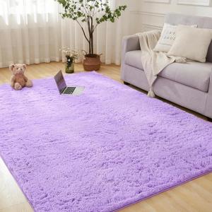 imageAndency Cream Soft Area Rugs for Living Room Bedroom 4x6 Fluffy Shaggy Bedside Rug NonSlip Large Shag Fuzzy Plush Carpets for Bedroom Kids Dorm Nursery Home Decor AestheticPurple