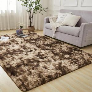 imageAndency Cream Soft Area Rugs for Living Room Bedroom 4x6 Fluffy Shaggy Bedside Rug NonSlip Large Shag Fuzzy Plush Carpets for Bedroom Kids Dorm Nursery Home Decor AestheticTiedyed Brown