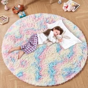imageAndency Cream Soft Area Rugs for Living Room Bedroom 4x6 Fluffy Shaggy Bedside Rug NonSlip Large Shag Fuzzy Plush Carpets for Bedroom Kids Dorm Nursery Home Decor AestheticRainbow