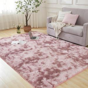 imageAndency Cream Soft Area Rugs for Living Room Bedroom 4x6 Fluffy Shaggy Bedside Rug NonSlip Large Shag Fuzzy Plush Carpets for Bedroom Kids Dorm Nursery Home Decor AestheticTiedyed Dusty Pink