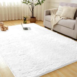 imageAndency Cream Soft Area Rugs for Living Room Bedroom 4x6 Fluffy Shaggy Bedside Rug NonSlip Large Shag Fuzzy Plush Carpets for Bedroom Kids Dorm Nursery Home Decor AestheticWhite