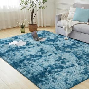 imageAndency Cream Soft Area Rugs for Living Room Bedroom 4x6 Fluffy Shaggy Bedside Rug NonSlip Large Shag Fuzzy Plush Carpets for Bedroom Kids Dorm Nursery Home Decor AestheticTiedyed Navy Blue