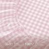 imageAndency Beige Full Size Cotton Gingham Sheets Set Soft Breathable 100 Washed Cotton Cream Plaid Ruffle Sheet for Full Size Bed 3 Pieces Classic Aesthetic Shabby Chic Farmhouse Room Decor Bedding05  Pink