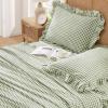 imageAndency Beige Full Size Cotton Gingham Sheets Set Soft Breathable 100 Washed Cotton Cream Plaid Ruffle Sheet for Full Size Bed 3 Pieces Classic Aesthetic Shabby Chic Farmhouse Room Decor Bedding03  Sage Green
