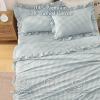 imageAndency Beige Full Size Cotton Gingham Sheets Set Soft Breathable 100 Washed Cotton Cream Plaid Ruffle Sheet for Full Size Bed 3 Pieces Classic Aesthetic Shabby Chic Farmhouse Room Decor Bedding04  Blue