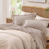 imageAndency Beige Full Size Cotton Gingham Sheets Set Soft Breathable 100 Washed Cotton Cream Plaid Ruffle Sheet for Full Size Bed 3 Pieces Classic Aesthetic Shabby Chic Farmhouse Room Decor Bedding01  Taupe