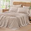 imageAndency Beige Full Size Cotton Gingham Sheets Set Soft Breathable 100 Washed Cotton Cream Plaid Ruffle Sheet for Full Size Bed 3 Pieces Classic Aesthetic Shabby Chic Farmhouse Room Decor Bedding01  Taupe