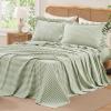 imageAndency Beige Full Size Cotton Gingham Sheets Set Soft Breathable 100 Washed Cotton Cream Plaid Ruffle Sheet for Full Size Bed 3 Pieces Classic Aesthetic Shabby Chic Farmhouse Room Decor Bedding03  Sage Green