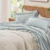 imageAndency Beige Full Size Cotton Gingham Sheets Set Soft Breathable 100 Washed Cotton Cream Plaid Ruffle Sheet for Full Size Bed 3 Pieces Classic Aesthetic Shabby Chic Farmhouse Room Decor Bedding04  Blue