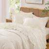 imageAndency Beige Full Size Cotton Gingham Sheets Set Soft Breathable 100 Washed Cotton Cream Plaid Ruffle Sheet for Full Size Bed 3 Pieces Classic Aesthetic Shabby Chic Farmhouse Room Decor Bedding02  Beige