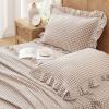 imageAndency Beige Full Size Cotton Gingham Sheets Set Soft Breathable 100 Washed Cotton Cream Plaid Ruffle Sheet for Full Size Bed 3 Pieces Classic Aesthetic Shabby Chic Farmhouse Room Decor Bedding01  Taupe