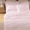 imageAndency Beige Full Size Cotton Gingham Sheets Set Soft Breathable 100 Washed Cotton Cream Plaid Ruffle Sheet for Full Size Bed 3 Pieces Classic Aesthetic Shabby Chic Farmhouse Room Decor Bedding05  Pink