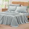 imageAndency Beige Full Size Cotton Gingham Sheets Set Soft Breathable 100 Washed Cotton Cream Plaid Ruffle Sheet for Full Size Bed 3 Pieces Classic Aesthetic Shabby Chic Farmhouse Room Decor Bedding04  Blue