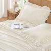imageAndency Beige Full Size Cotton Gingham Sheets Set Soft Breathable 100 Washed Cotton Cream Plaid Ruffle Sheet for Full Size Bed 3 Pieces Classic Aesthetic Shabby Chic Farmhouse Room Decor Bedding02  Beige