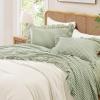 imageAndency Beige Full Size Cotton Gingham Sheets Set Soft Breathable 100 Washed Cotton Cream Plaid Ruffle Sheet for Full Size Bed 3 Pieces Classic Aesthetic Shabby Chic Farmhouse Room Decor Bedding03  Sage Green