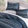 imageAndency Black Oversized Super King Plus Quilt Set 3 Pieces Boho Lightweight Soft Striped Bedspread for All Season 128x120 Printed Bohemian Polyester Reversible Coverlet Comforter Sets02  Navy