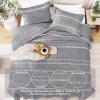 imageAndency Black Oversized Super King Plus Quilt Set 3 Pieces Boho Lightweight Soft Striped Bedspread for All Season 128x120 Printed Bohemian Polyester Reversible Coverlet Comforter Sets01  Grey