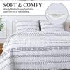 imageAndency Black Oversized Super King Plus Quilt Set 3 Pieces Boho Lightweight Soft Striped Bedspread for All Season 128x120 Printed Bohemian Polyester Reversible Coverlet Comforter Sets04  White