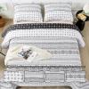 imageAndency Black Oversized Super King Plus Quilt Set 3 Pieces Boho Lightweight Soft Striped Bedspread for All Season 128x120 Printed Bohemian Polyester Reversible Coverlet Comforter Sets06  Black White