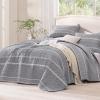 imageAndency Black Oversized Super King Plus Quilt Set 3 Pieces Boho Lightweight Soft Striped Bedspread for All Season 128x120 Printed Bohemian Polyester Reversible Coverlet Comforter Sets01  Grey
