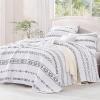 imageAndency Black Oversized Super King Plus Quilt Set 3 Pieces Boho Lightweight Soft Striped Bedspread for All Season 128x120 Printed Bohemian Polyester Reversible Coverlet Comforter Sets04  White
