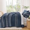 imageAndency Black Oversized Super King Plus Quilt Set 3 Pieces Boho Lightweight Soft Striped Bedspread for All Season 128x120 Printed Bohemian Polyester Reversible Coverlet Comforter Sets02  Navy