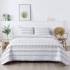 imageAndency Black Oversized Super King Plus Quilt Set 3 Pieces Boho Lightweight Soft Striped Bedspread for All Season 128x120 Printed Bohemian Polyester Reversible Coverlet Comforter Sets04  White