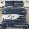 imageAndency Black Oversized Super King Plus Quilt Set 3 Pieces Boho Lightweight Soft Striped Bedspread for All Season 128x120 Printed Bohemian Polyester Reversible Coverlet Comforter Sets02  Navy
