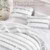imageAndency Black Oversized Super King Plus Quilt Set 3 Pieces Boho Lightweight Soft Striped Bedspread for All Season 128x120 Printed Bohemian Polyester Reversible Coverlet Comforter Sets04  White