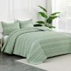 imageAndency Black Oversized Super King Plus Quilt Set 3 Pieces Boho Lightweight Soft Striped Bedspread for All Season 128x120 Printed Bohemian Polyester Reversible Coverlet Comforter Sets05  Sage Green