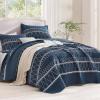 imageAndency Black Oversized Super King Plus Quilt Set 3 Pieces Boho Lightweight Soft Striped Bedspread for All Season 128x120 Printed Bohemian Polyester Reversible Coverlet Comforter Sets02  Navy