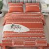 imageAndency Black Oversized Super King Plus Quilt Set 3 Pieces Boho Lightweight Soft Striped Bedspread for All Season 128x120 Printed Bohemian Polyester Reversible Coverlet Comforter Sets11  Burnt Orange