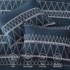 imageAndency Black Oversized Super King Plus Quilt Set 3 Pieces Boho Lightweight Soft Striped Bedspread for All Season 128x120 Printed Bohemian Polyester Reversible Coverlet Comforter Sets02  Navy