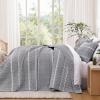 imageAndency Black Oversized Super King Plus Quilt Set 3 Pieces Boho Lightweight Soft Striped Bedspread for All Season 128x120 Printed Bohemian Polyester Reversible Coverlet Comforter Sets01  Grey