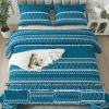 imageAndency Black Oversized Super King Plus Quilt Set 3 Pieces Boho Lightweight Soft Striped Bedspread for All Season 128x120 Printed Bohemian Polyester Reversible Coverlet Comforter Sets07  Teal