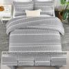 imageAndency Black Oversized Super King Plus Quilt Set 3 Pieces Boho Lightweight Soft Striped Bedspread for All Season 128x120 Printed Bohemian Polyester Reversible Coverlet Comforter Sets01  Grey