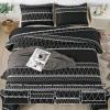 imageAndency Black Oversized Super King Plus Quilt Set 3 Pieces Boho Lightweight Soft Striped Bedspread for All Season 128x120 Printed Bohemian Polyester Reversible Coverlet Comforter Sets03  Black