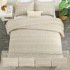 imageAndency Black Oversized Super King Plus Quilt Set 3 Pieces Boho Lightweight Soft Striped Bedspread for All Season 128x120 Printed Bohemian Polyester Reversible Coverlet Comforter Sets10  Beige