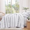 imageAndency Black Oversized Super King Plus Quilt Set 3 Pieces Boho Lightweight Soft Striped Bedspread for All Season 128x120 Printed Bohemian Polyester Reversible Coverlet Comforter Sets04  White