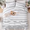 imageAndency Black Oversized Super King Plus Quilt Set 3 Pieces Boho Lightweight Soft Striped Bedspread for All Season 128x120 Printed Bohemian Polyester Reversible Coverlet Comforter Sets04  White